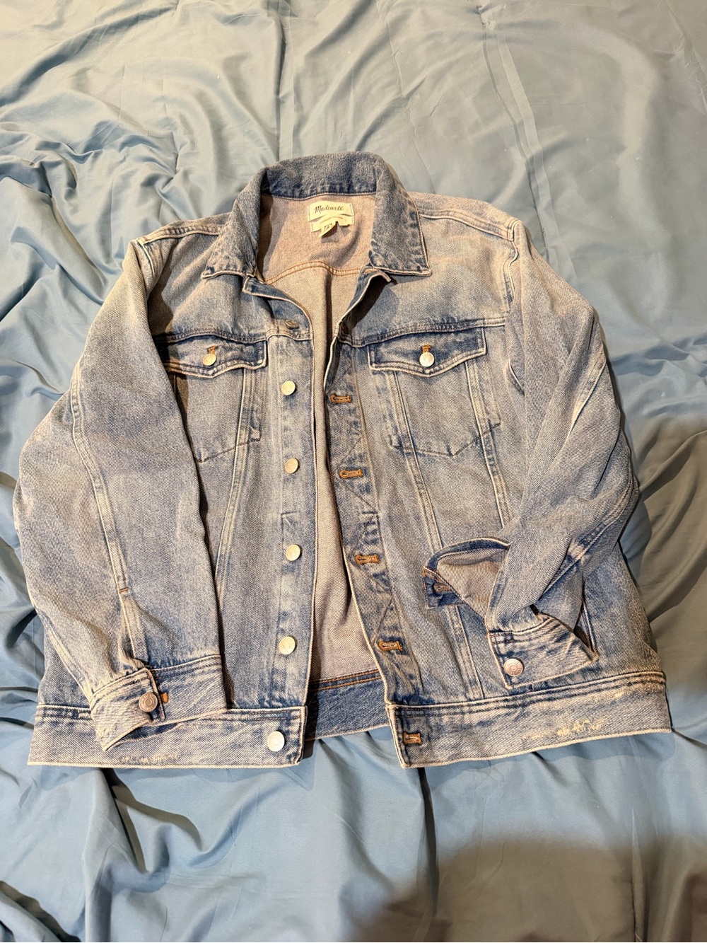 Madewell Oversized Trucker Jacket in Faded Blue Denim